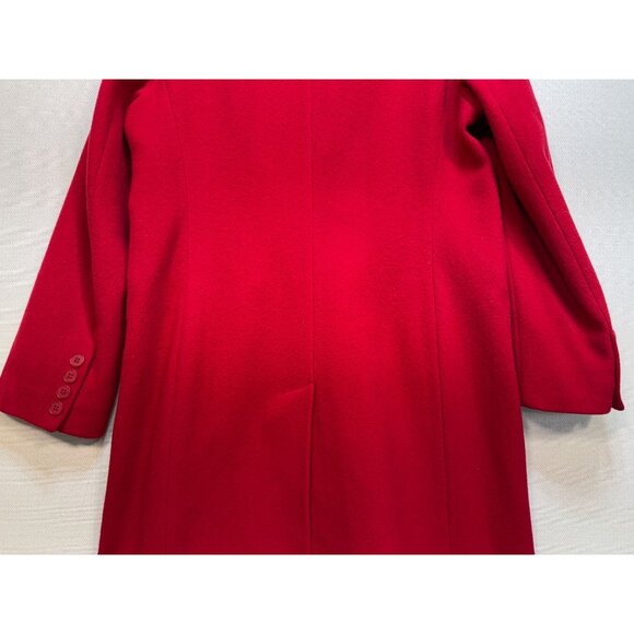Anne Klein Lambswool Long Coat Womens 8 Red Button Front Winter Collared Casual - Picture 9 of 12